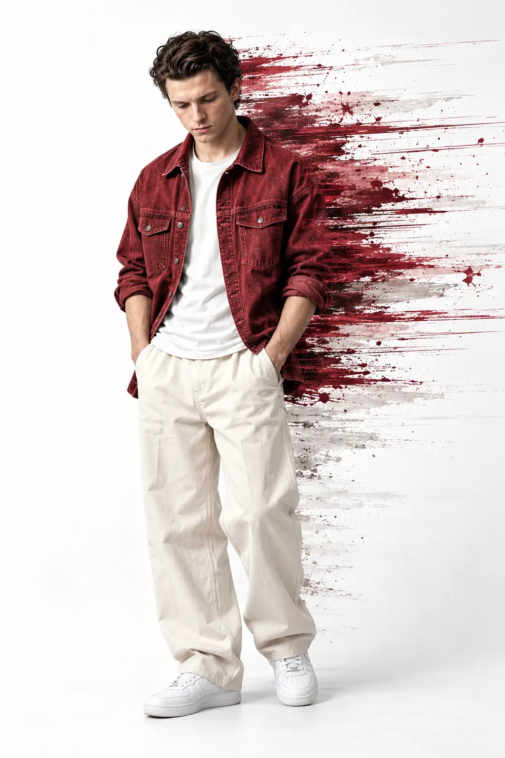 Burgundy Motion Dispersion Portrait