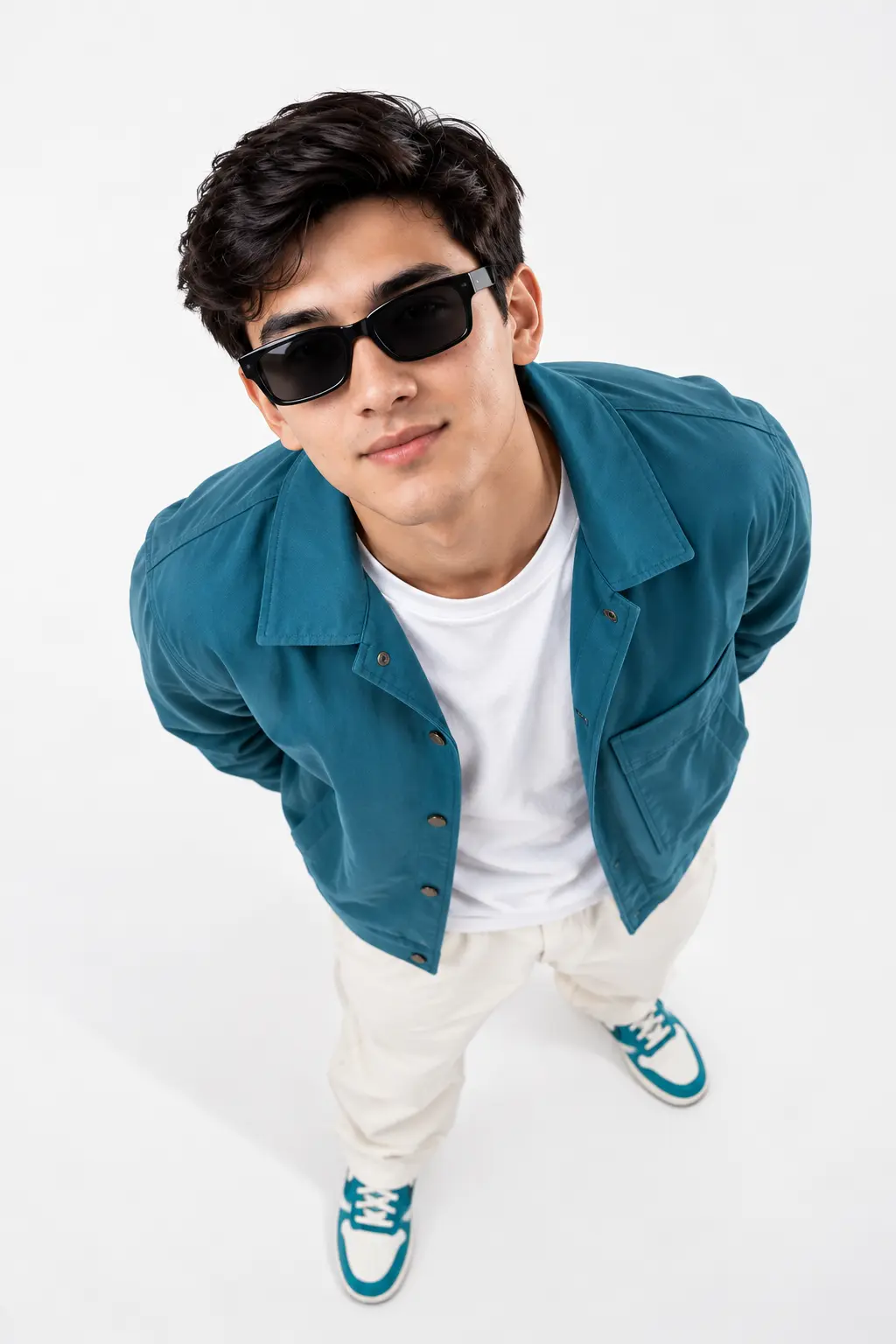 Overhead Teal Streetwear Portrait